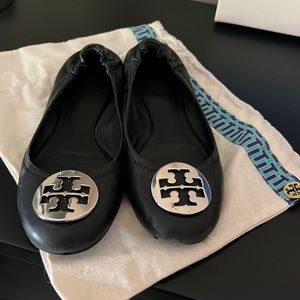 Tory Burch Black Flats